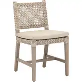 Costa Outdoor Dining Chair in Washed Teak, Oat Poly Rope & Ecru Fabric