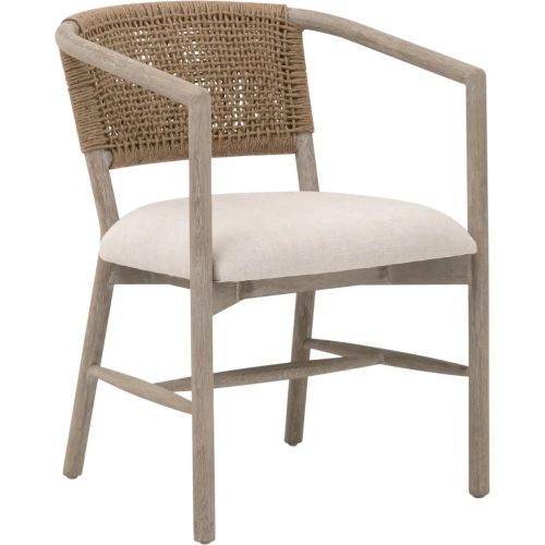 Juxtaposition Accent Chair in Gray Oak, Jute Twine & Bisque Fabric (Set of 2)