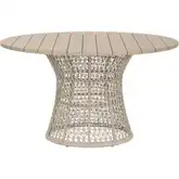Knit Outdoor 54" Round Dining Table in Washed Teak & Oat Poly Rope