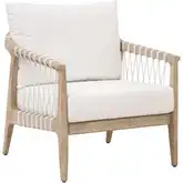 Pacific Outdoor Club Accent Chair in Washed Teak, White Speckle Flat Rope & Fabric