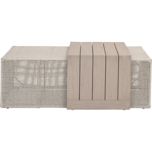 Rhode Outdoor Coffee Table in Washed Teak & Oat Poly Rope