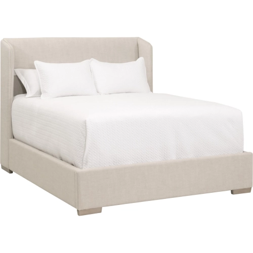 Stewart King Bed w/ Wing Headboard in Bisque Fabric