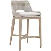 Tapestry Outdoor Bar Stool in Taupe & White Rope & Pumice Fabric