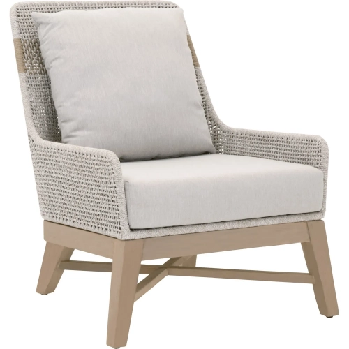 Tapestry Outdoor Club Accent Chair in Taupe & White Rope & Pumice Fabric