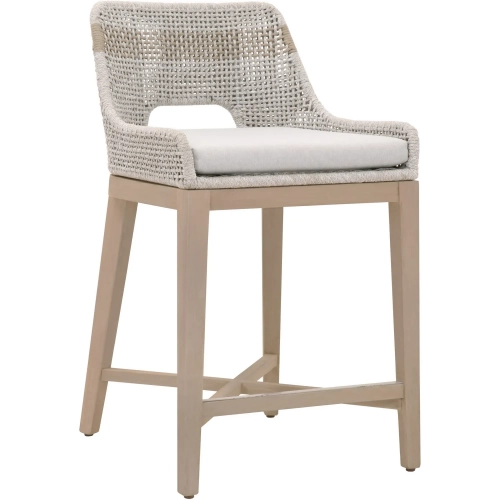 Tapestry Outdoor Counter Stool in Taupe & White Rope & Pumice Fabric