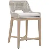 Tapestry Outdoor Counter Stool in Taupe & White Rope & Pumice Fabric