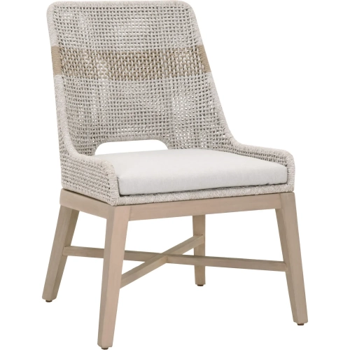 Tapestry Outdoor Dining Chair in Taupe & White Rope & Pumice Fabric (Set of 2)