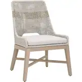 Tapestry Outdoor Dining Chair in Taupe & White Rope & Pumice Fabric (Set of 2)