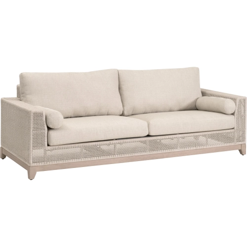 Tropez Outdoor 90" Sofa in Oat Rope, Ecru Fabric & Washed Teak