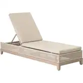 Tropez Outdoor Chaise Lounge in Oat Rope, Ecru Fabric & Washed Teak