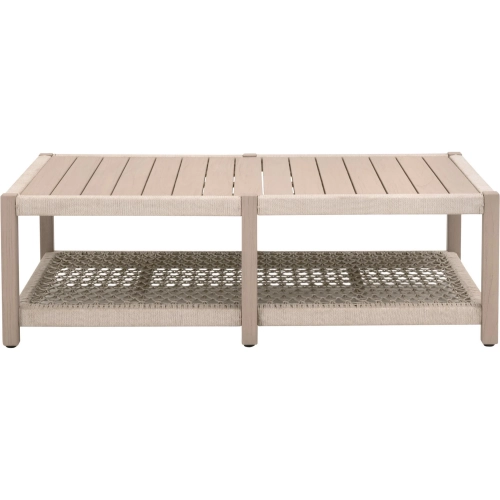 Wrap Outdoor Coffee Table in Oat Flat Rope & Washed Ever Teak