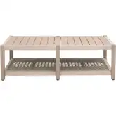 Wrap Outdoor Coffee Table in Oat Flat Rope & Washed Ever Teak