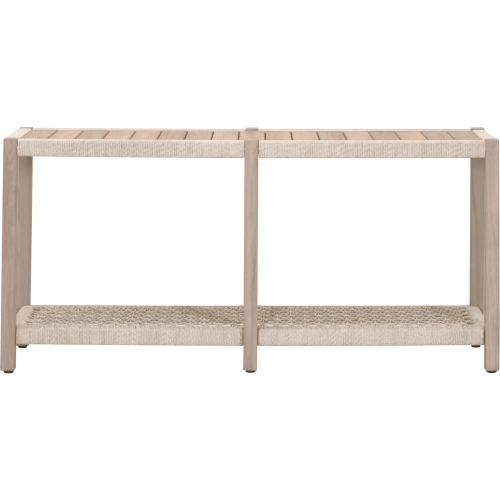 Wrap Outdoor Console Table in Oat Flat Rope & Washed Ever Teak