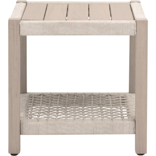 Wrap Outdoor End Table in Oat Flat Rope & Washed Ever Teak