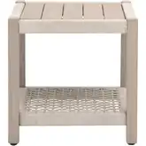 Wrap Outdoor End Table in Oat Flat Rope & Washed Ever Teak