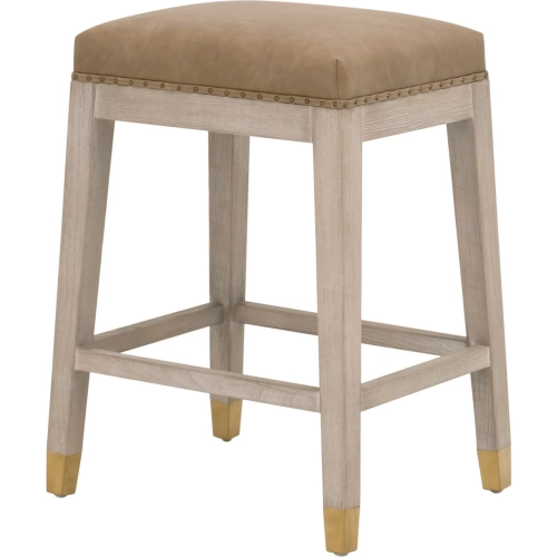 Wyatt Counter Stool in Ivanhoe Toast Vegan Leather & Natural Gray Ash