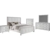 Dover 5 Piece King Bedroom Set in Cerused White Oak Wood