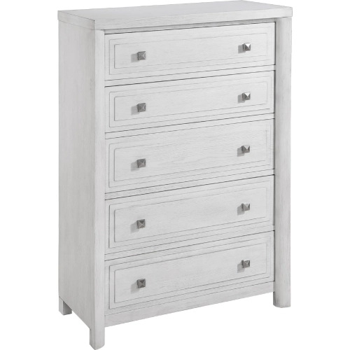 Dover 5 Drawer Chest in Cerused White Oak Wood