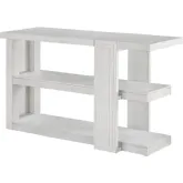 Dover 50" Sofa Table w/ Shelves in Cerused White Oak Wood