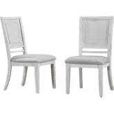 Dover Dining Chair in Off White Fabric Seat & Cerused White Oak Wood (Set of 2)
