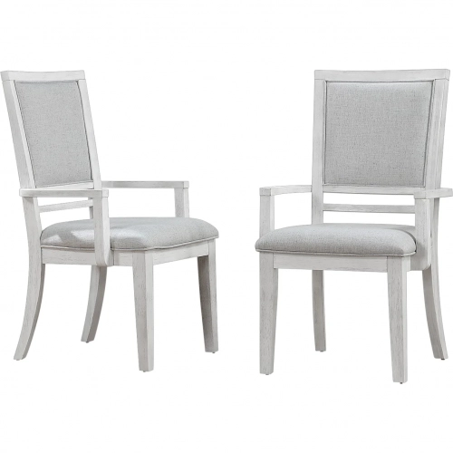 Dover Dining Arm Chair in Off White Fabric & Cerused White Oak Wood (Set of 2)