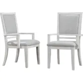 Dover Dining Arm Chair in Off White Fabric & Cerused White Oak Wood (Set of 2)