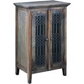 Cottage Hall Cabinet in Weathered Brown & Distressed Black Mahogany