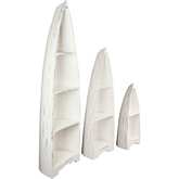 Cottage 3 Piece Boat Shelves Bookcase in Distressed White Mahogany