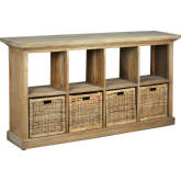 Cottage Provincial Storage Cabinet in Distressed Driftwood Brown Mahogany