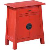 Cottage Zen End Table Cabinet in Distressed Red Mahogany