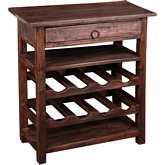 Cottage Wine Cabinet & Drawer in Raftwood Brown