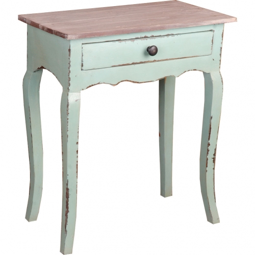 Cottage End Table in Bahama Blue & Natural Limewash
