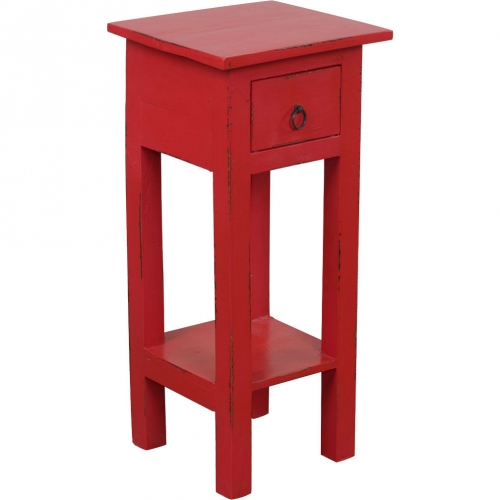 Cottage Narrow Side Table in Distressed Red Mahogany