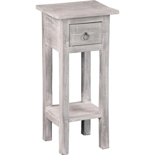 Cottage Narrow Side Table in Distressed Light Gray Mahogany