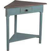 Cottage Corner Console Table in Distressed Beach Blue & Brown