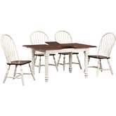 Andrews 5 Piece 60" Extension Dining Set in Antique White & Brown