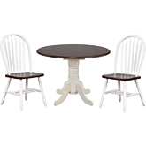 Andrews 3 Piece 42" Round Extension Dining Set in Antique White & Brown