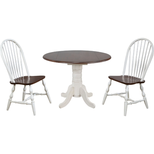 Andrews 3 Piece 42" Round Drop Leaf Dining Set in Brown