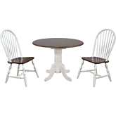 Andrews 3 Piece 42" Round Drop Leaf Dining Set in Brown