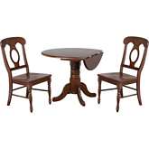 Andrews 3 Piece 42" Round Drop Leaf Dining Set in Antique Brown