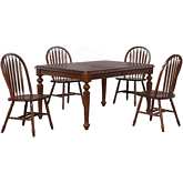 Andrews 5 Piece 76" Extension Butterfly Leaf Dining Set in Chestnut Brown