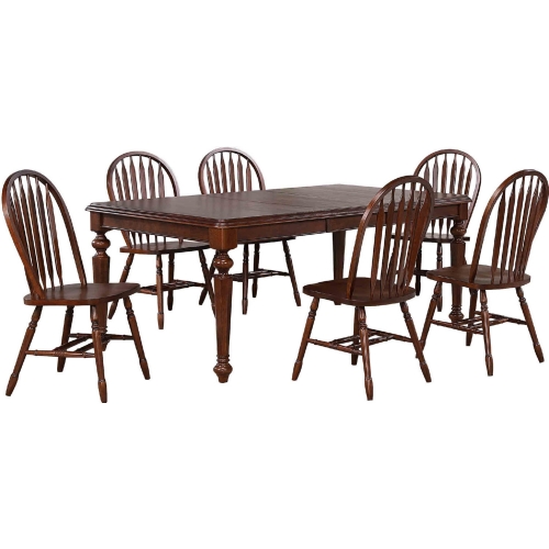 Andrews 7 Piece 76" Extension Butterfly Leaf Dining Set in Chestnut Brown