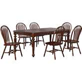 Andrews 7 Piece 76" Extension Butterfly Leaf Dining Set in Chestnut Brown