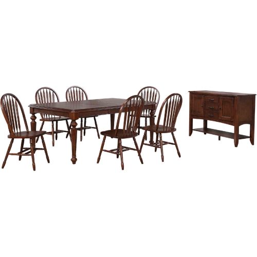 Andrews 8 Piece 76" Extension Butterfly Leaf Dining Set in Chestnut Brown