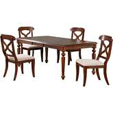Andrews 5 Piece 76" Butterfly Extension Dining Set in Chestnut Brown