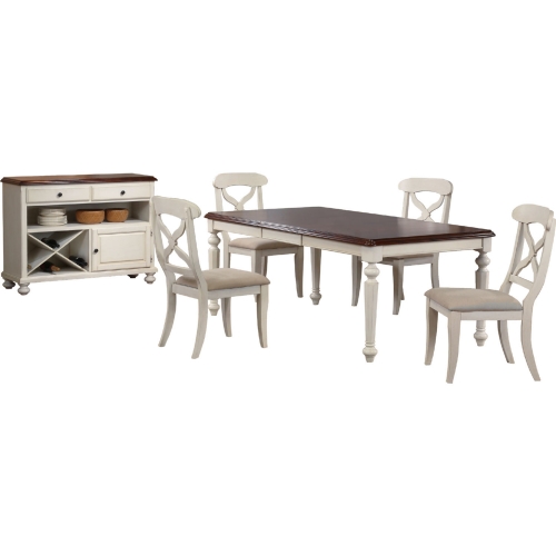 Andrews 6 Piece 76" Extension Dining Set in Antique White & Chestnut Brown