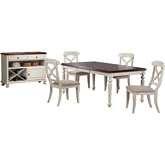 Andrews 6 Piece 76" Extension Dining Set in Antique White & Chestnut Brown