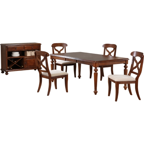 Andrews 6 Piece 76" Butterfly Extension Dining Set in Chestnut Brown