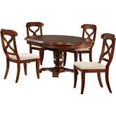 Andrews 5 Piece 48" Round to 66" Oval Extension Dining Set in Chestnut Brown