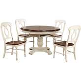 Andrews 5 Piece 48" Round to 66" Oval Dining Set in Antique White & Brown